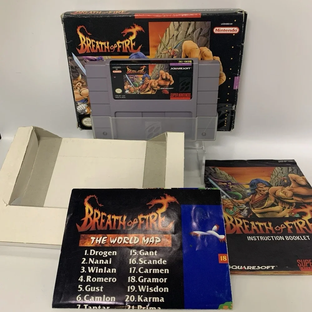 Breath of Fire Super Nintendo SNES with Game Cartridge, Box, Tray, Manual & Map